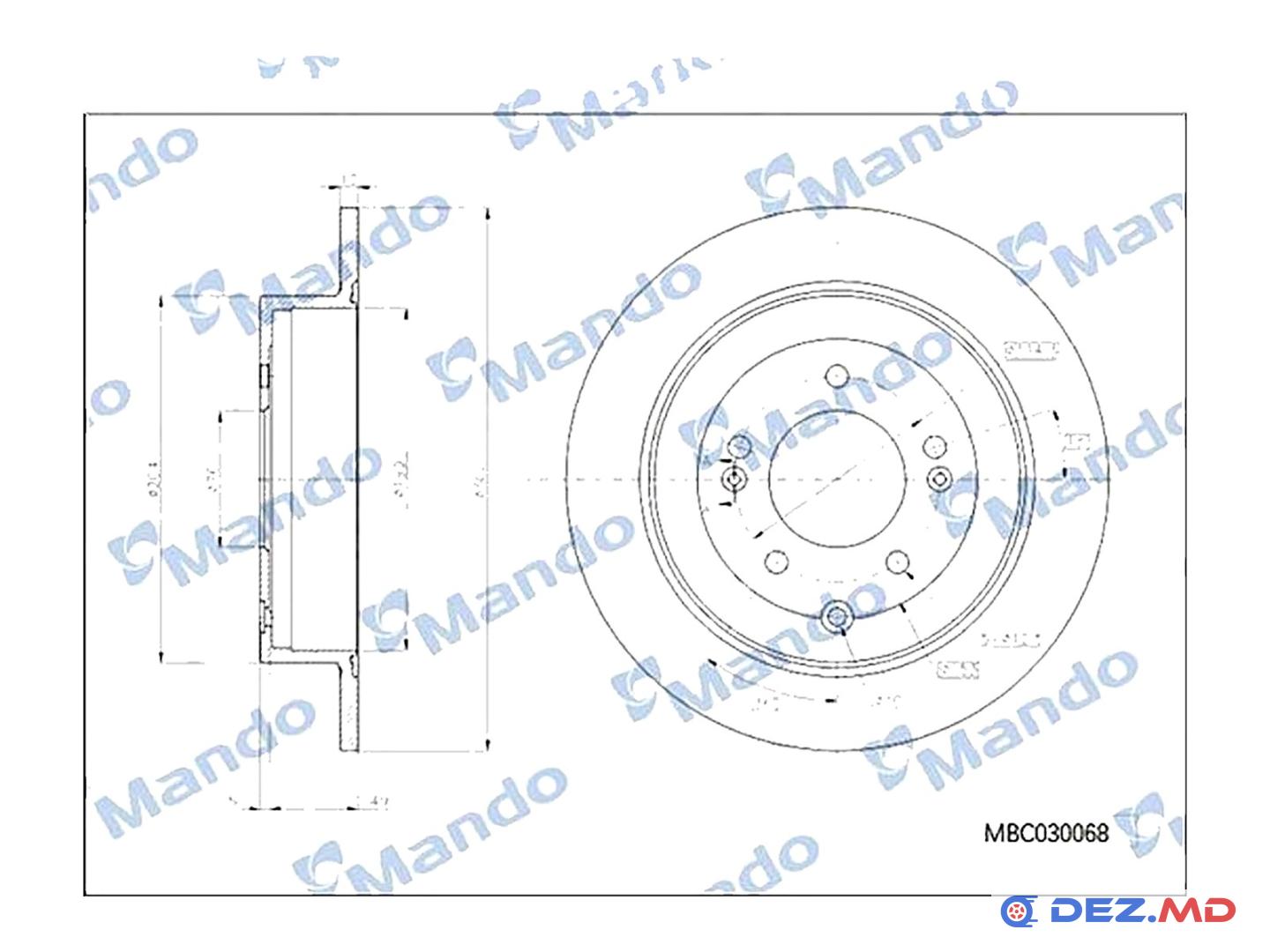 Тормозной диск задний Kia Sportage 15- 302x10 | MANDO, новый