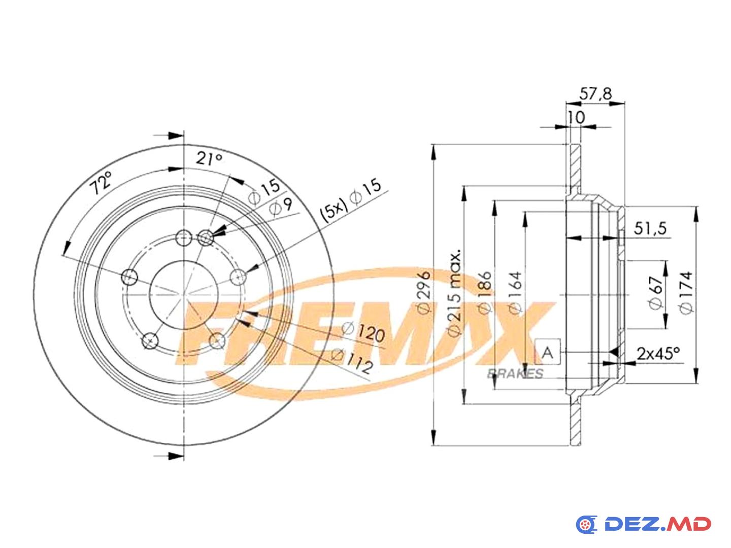 Тормозной диск задний Mercedes Vito 03- 296x10 | FREMAX, новый