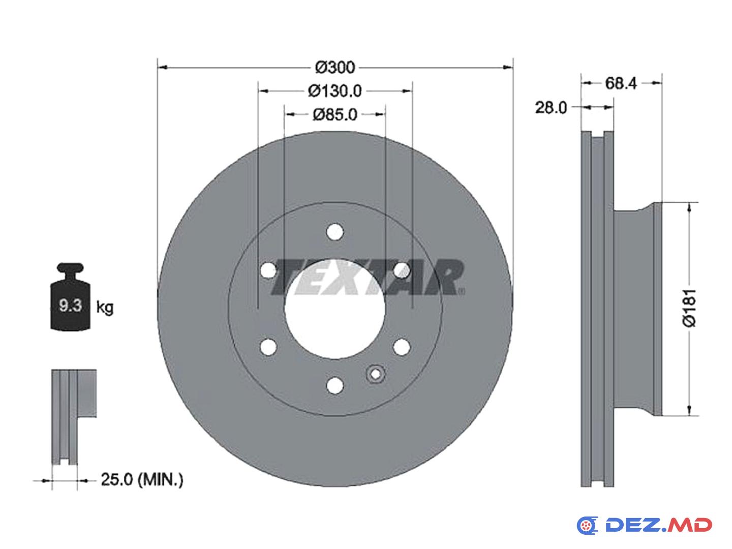 Тормозной диск передний Mercedes Sprinter 06- 300x28 | TEXTAR, новый