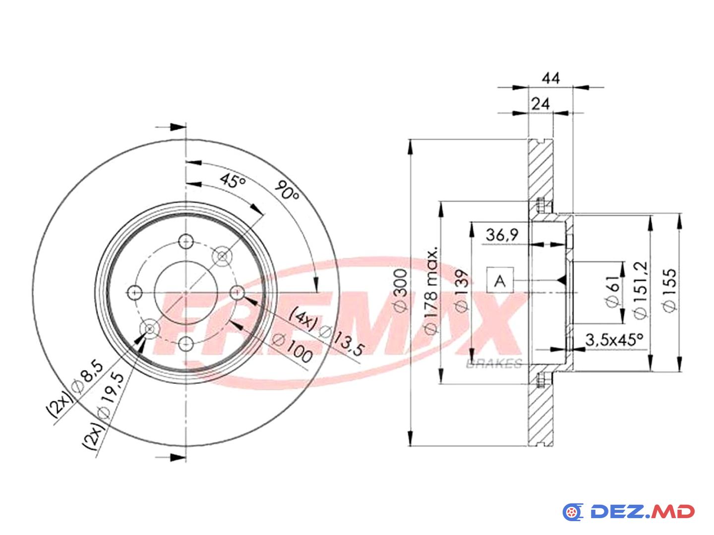 Тормозной диск передний Renault Scenic 04- 300x24 | FREMAX, новый