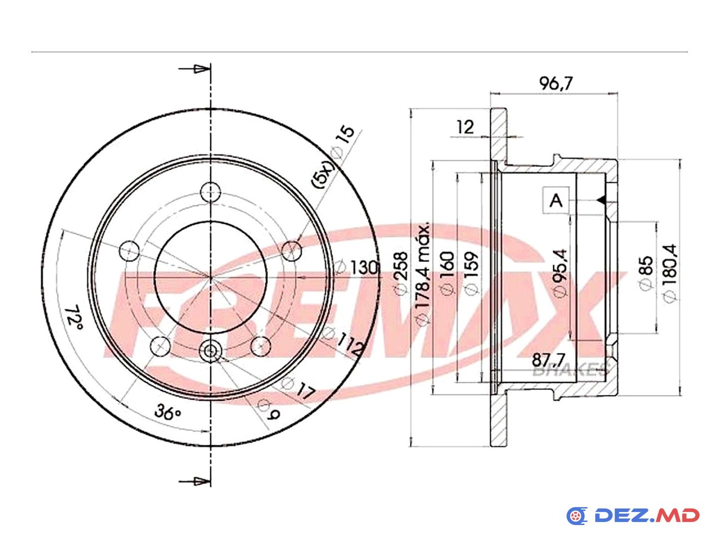Тормозной диск задний Mercedes Sprinter 96-06 258x12 | FREMAX, новый