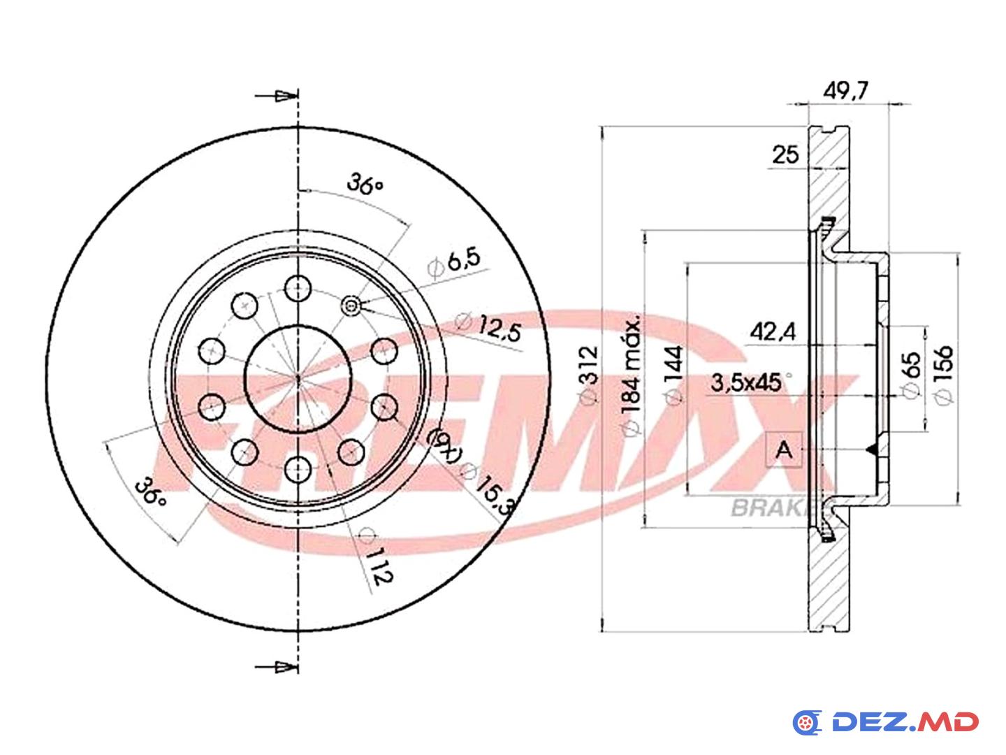Тормозной диск передний VW Golf/Passat 05- 312x25 | FREMAX, новый