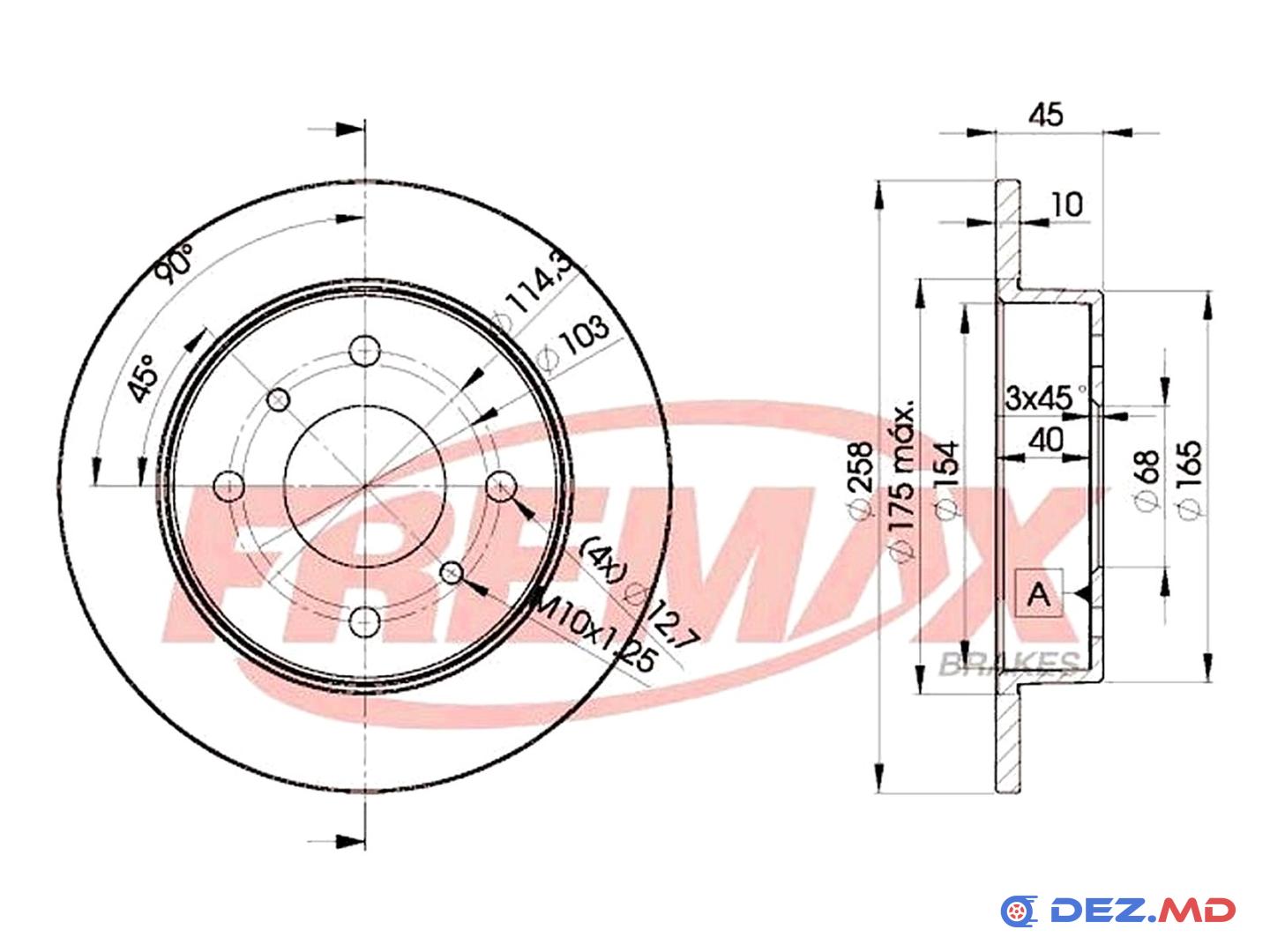 Тормозной диск задний Nissan Almera 00-06 258x10 | FREMAX, новый
