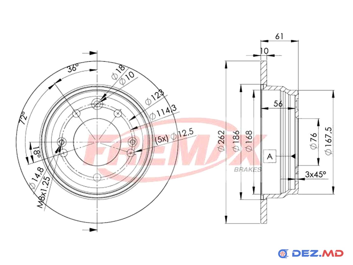 Тормозной диск задний Hyundai i30 07-12 262x10 | FREMAX, новый