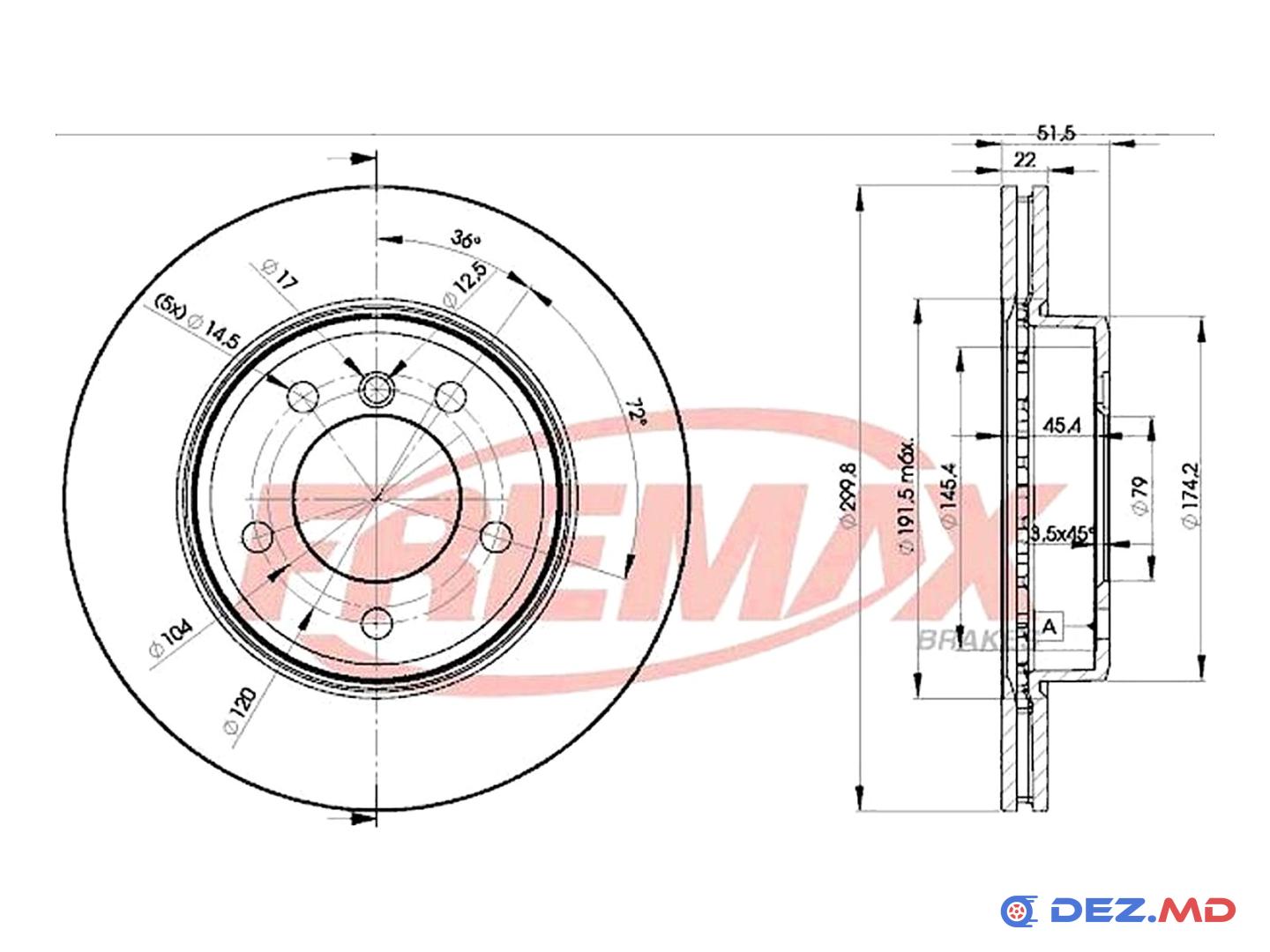 Тормозной диск передний BMW E46 01-05 300x22 | FREMAX, новый