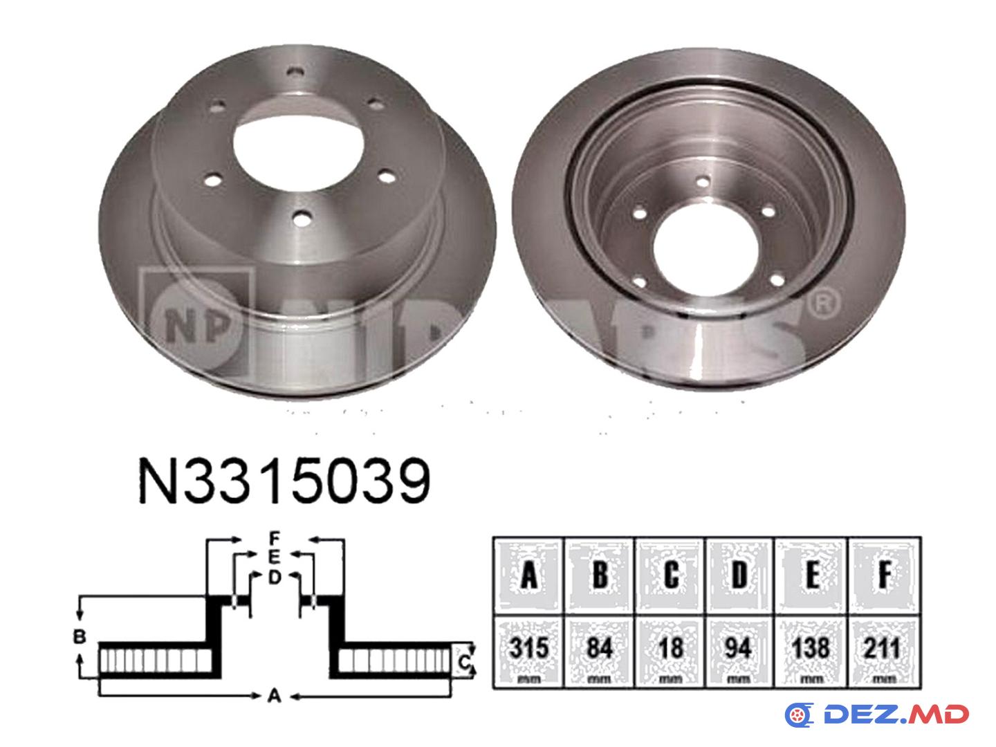 Тормозной диск задний Mitsubishi Pajero Sport 08- 315x18 | NIPPARTS, новый