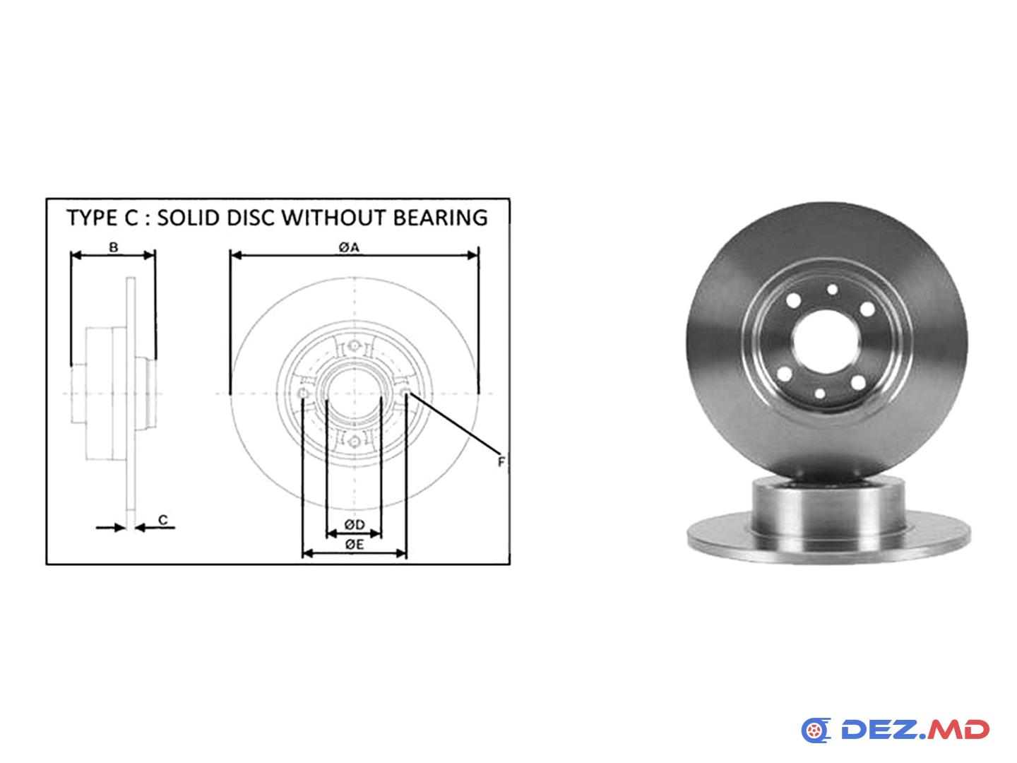 Тормозной диск задний Fiat Bravo II 07- 251x10 | APLUS, новый