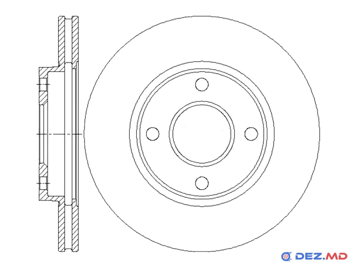 Тормозной диск передний Ford Fiesta 95-02 Ventil. 258x22 | HI-Q, новый