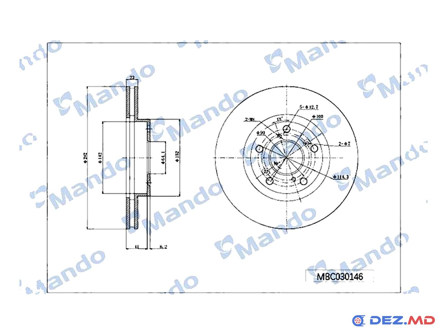 Тормозной диск передний Honda Civic 05-12 282x23 | MANDO, новый