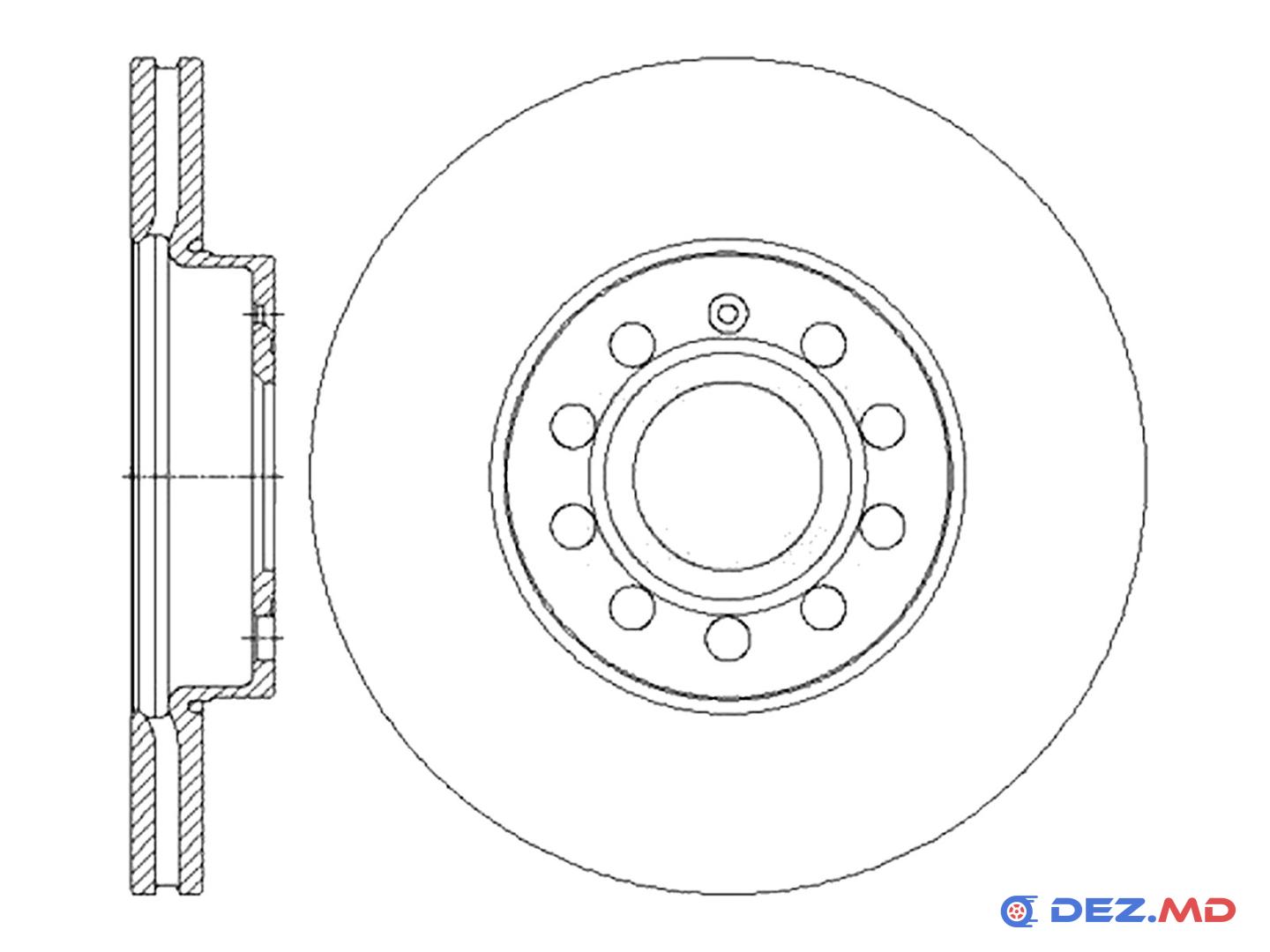 Тормозной диск передний VW Golf 03- 288x25 | HI-Q, новый