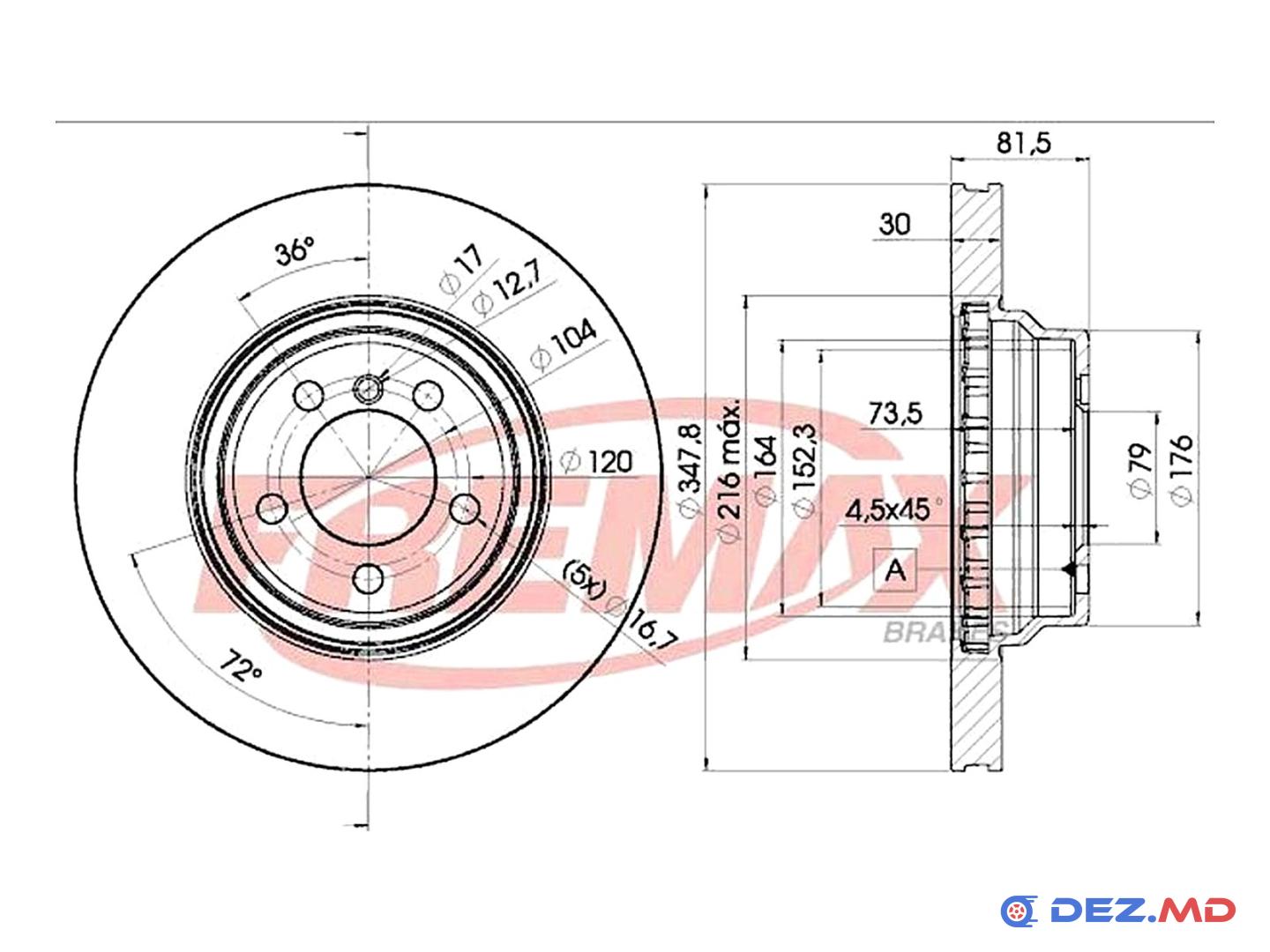 Тормозной диск передний BMW E60/65 03- 348x30 | FREMAX, новый