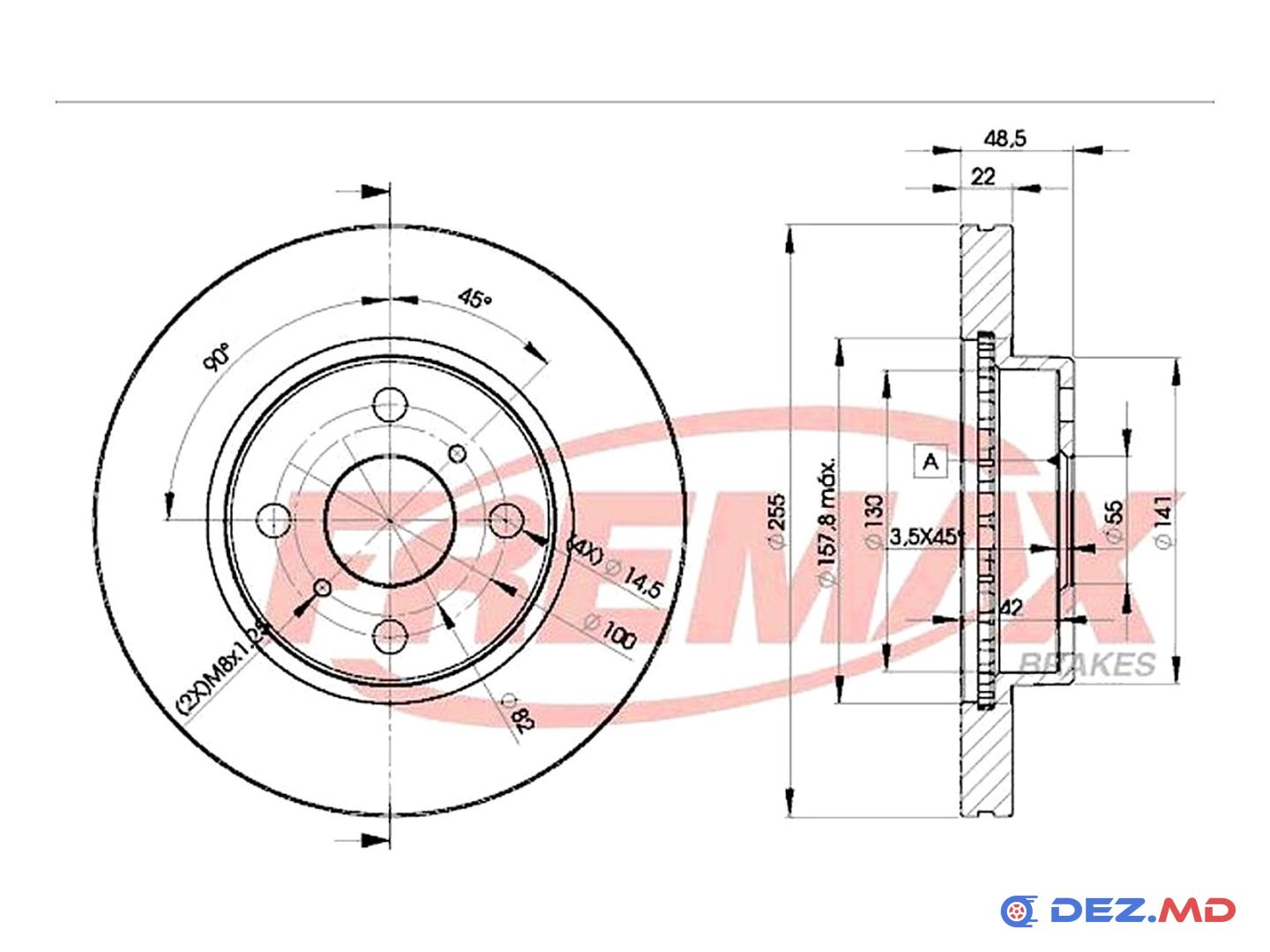 Тормозной диск передний Toyota Corolla 92-02 255x22 | FREMAX, новый