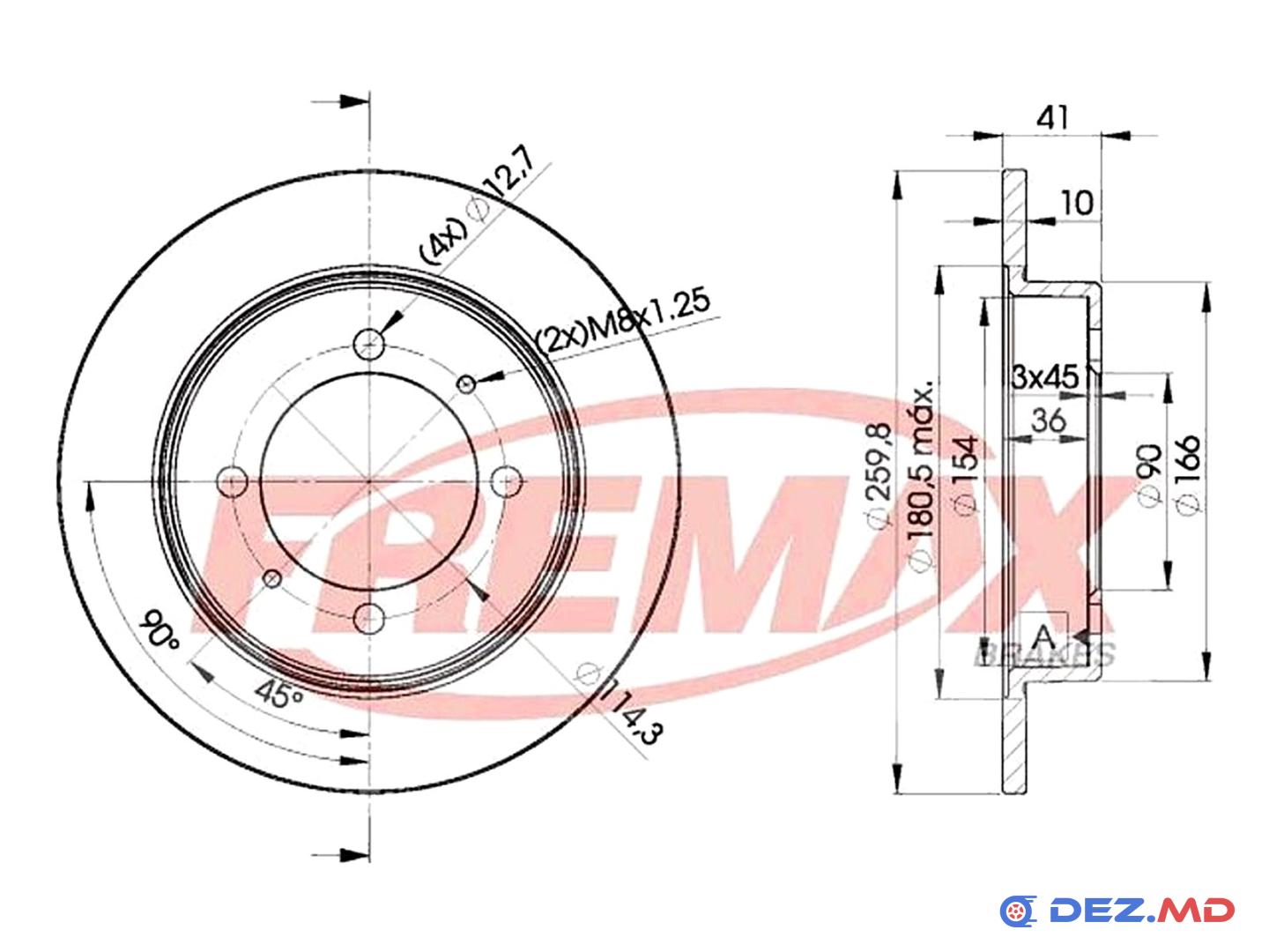 Тормозной диск задний Volvo S40/V40 96-04 All 260x10 | FREMAX, новый