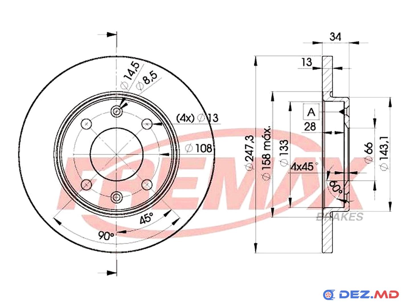 Тормозной диск передний Peugeot 206 98-12 247x13 | FREMAX, новый