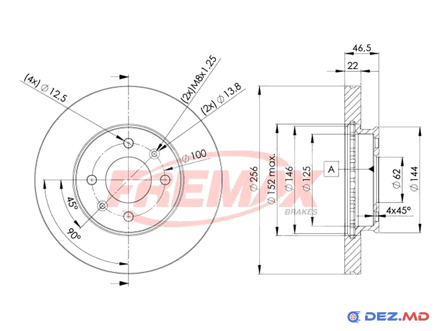 Тормозной диск передний Hyundai Accent 05-10 256x22 | FREMAX, новый