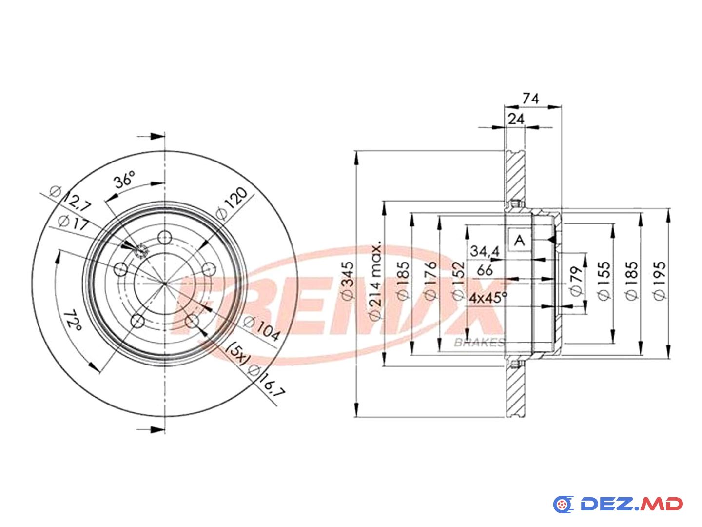 Тормозной диск задний BMW E65/66 02- 345x24 | FREMAX, новый