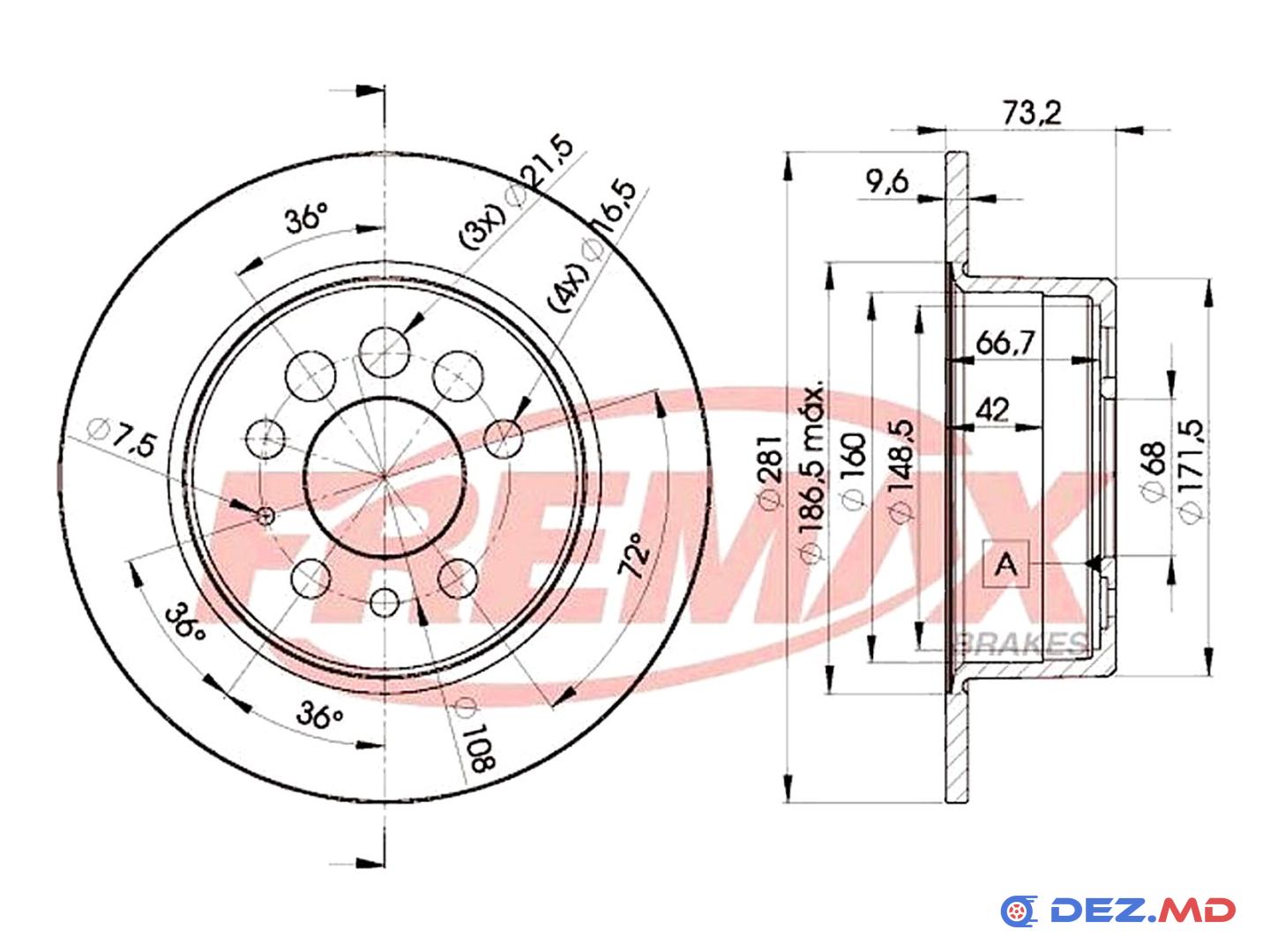 Тормозной диск задний Volvo 740-940 83-95 281x10 | FREMAX, новый