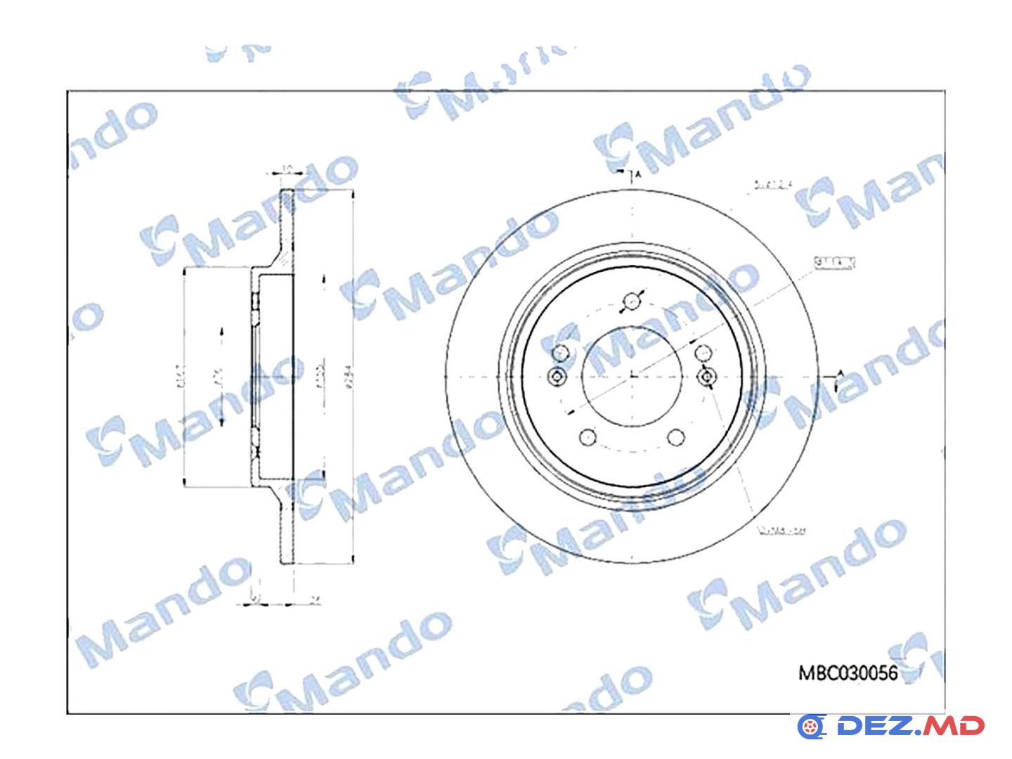 Тормозной диск задний Kia Optima 12- 284x10 | MANDO, новый