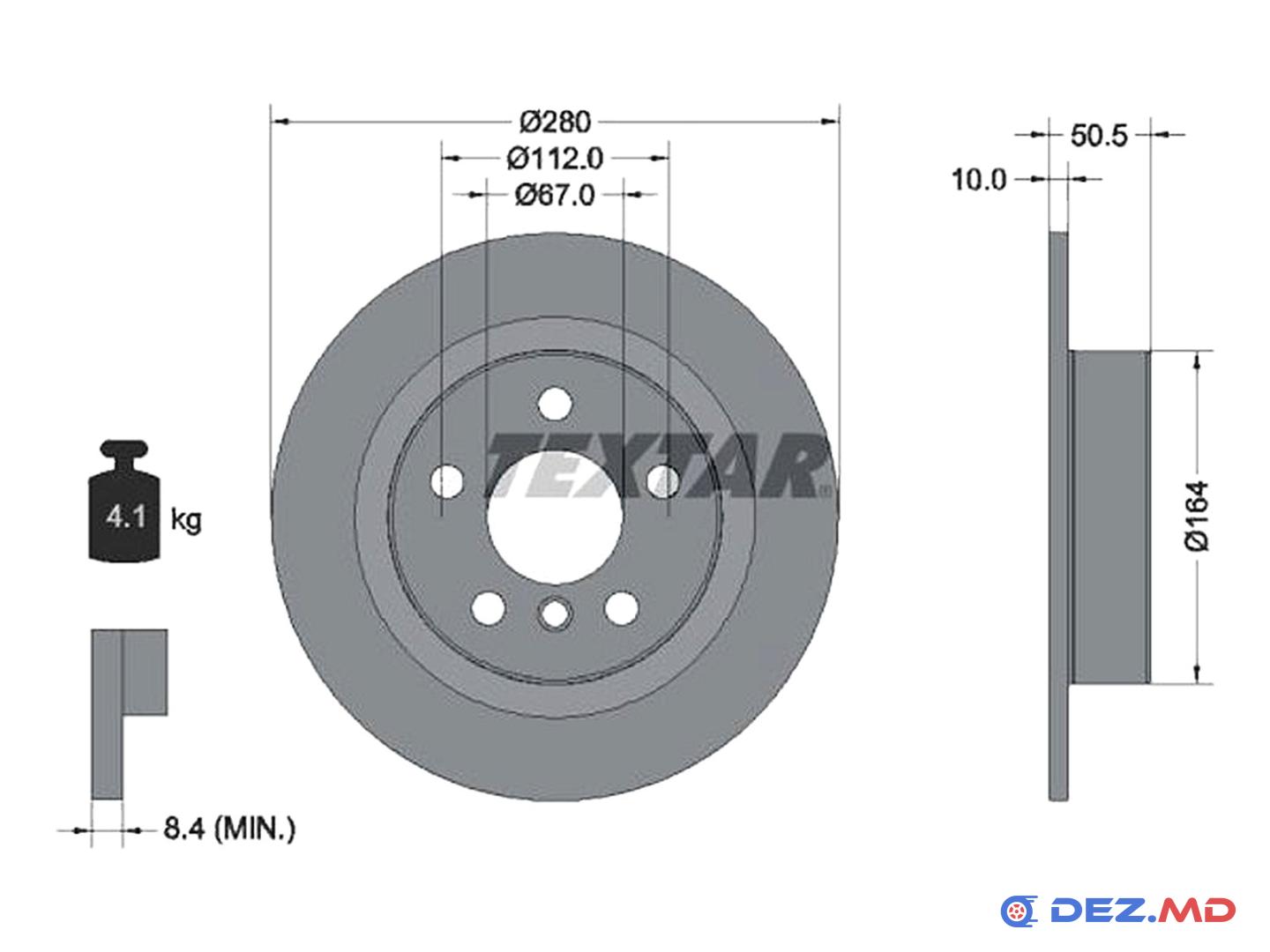 Тормозной диск задний BMW X1 14- 280x10 | TEXTAR, новый