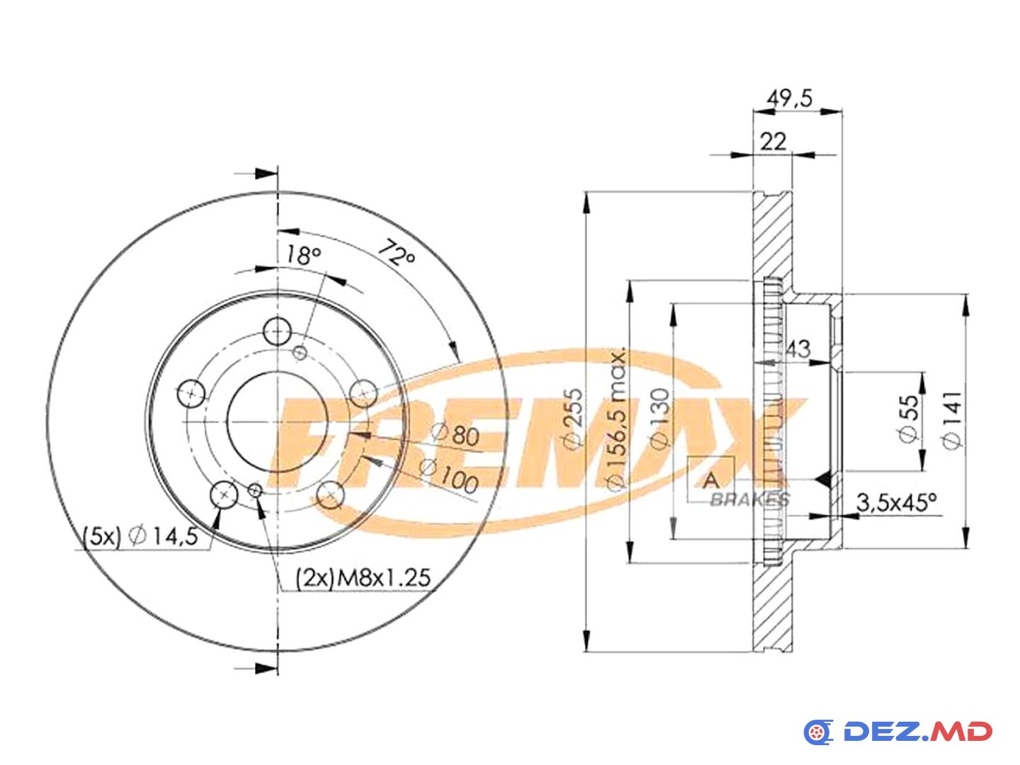 Тормозной диск передний Toyota Prius 03-09 254x22 | FREMAX, новый