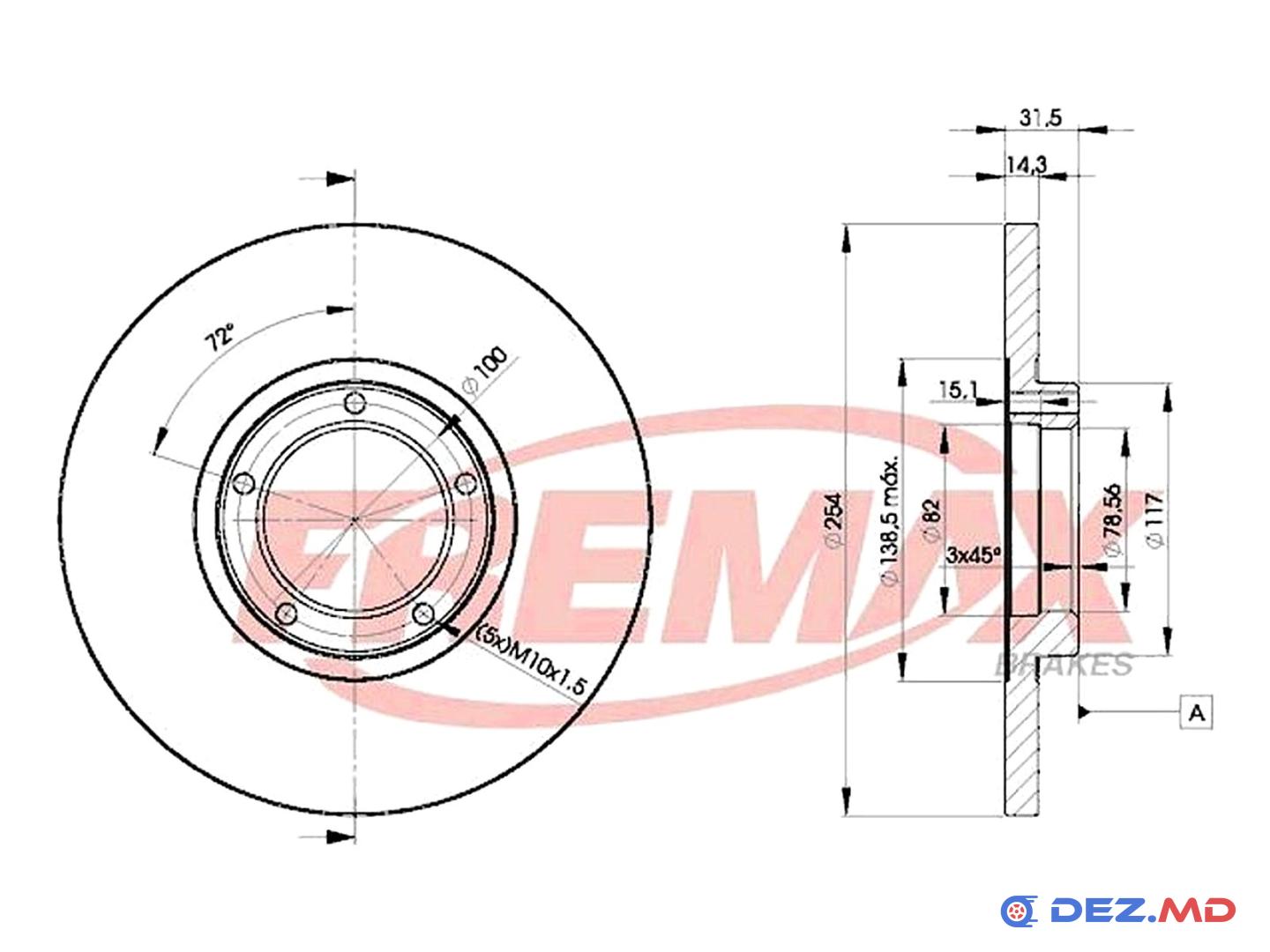Тормозной диск передний Ford Transit 85-91 254x14 | FREMAX, новый