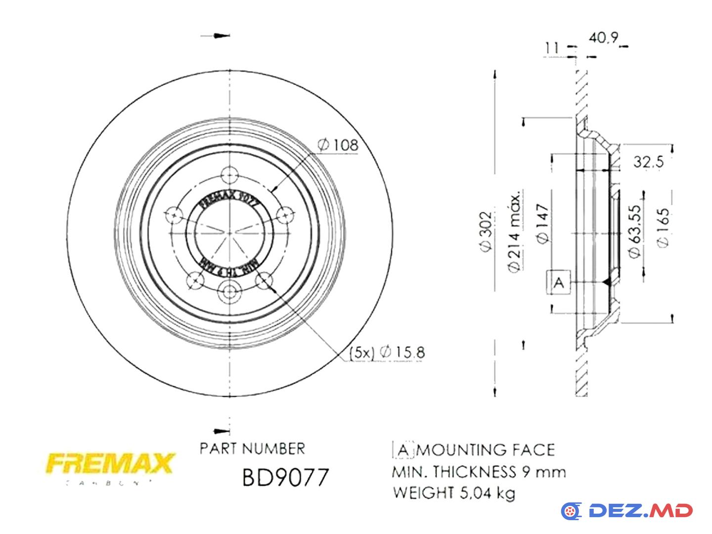 Тормозной диск задний Volvo S60/S80 06- 302x11 | FREMAX, новый