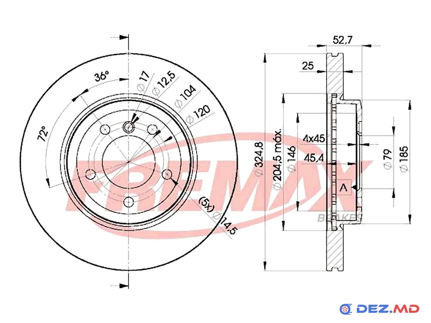 Тормозной диск передний BMW E46 99-05 325x25 | FREMAX, новый