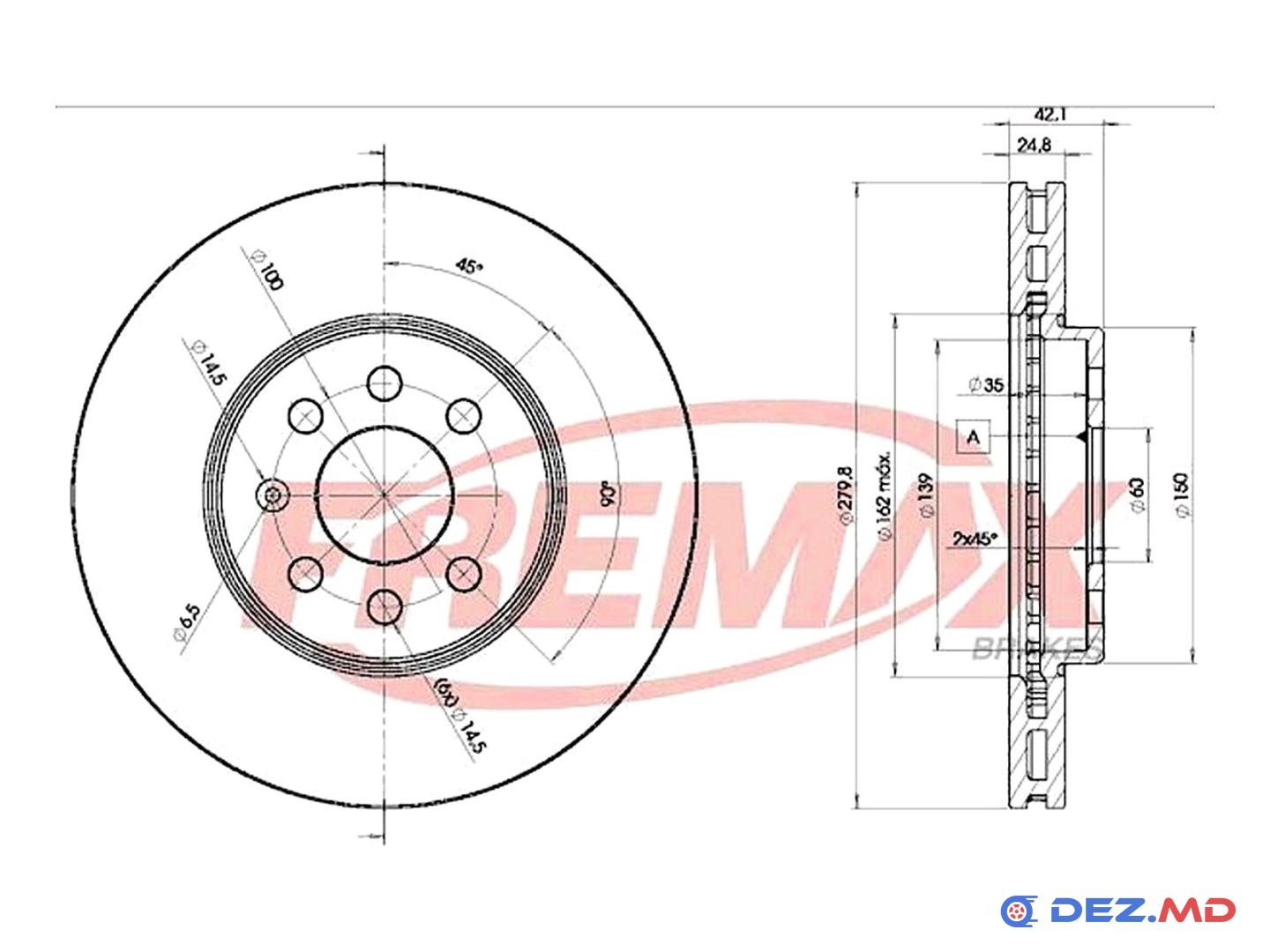 Тормозной диск передний Opel Corsa C 00- 280x25 | FREMAX, новый