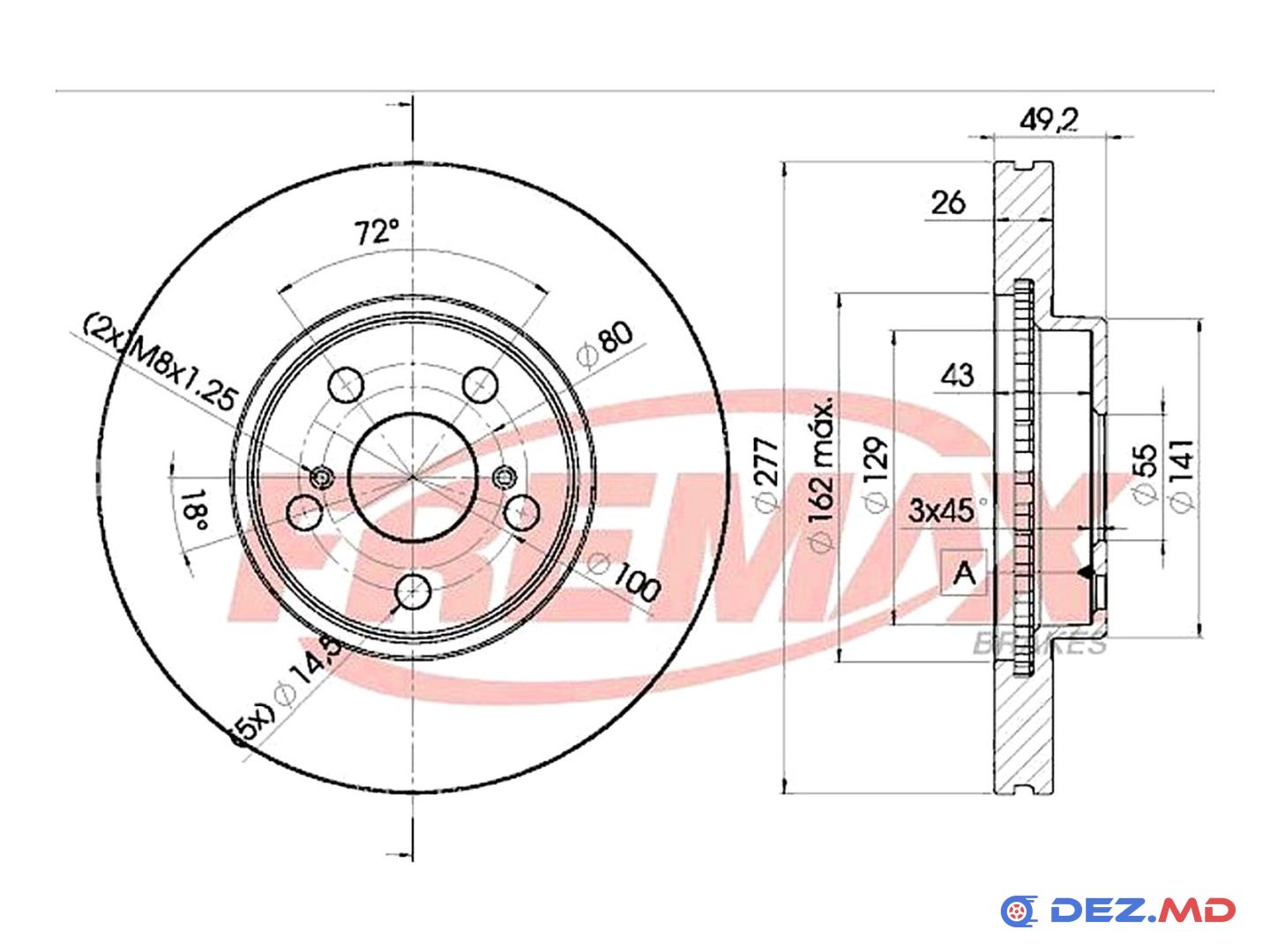 Тормозной диск передний Toyota Avensis 03- 277x26 | FREMAX, новый