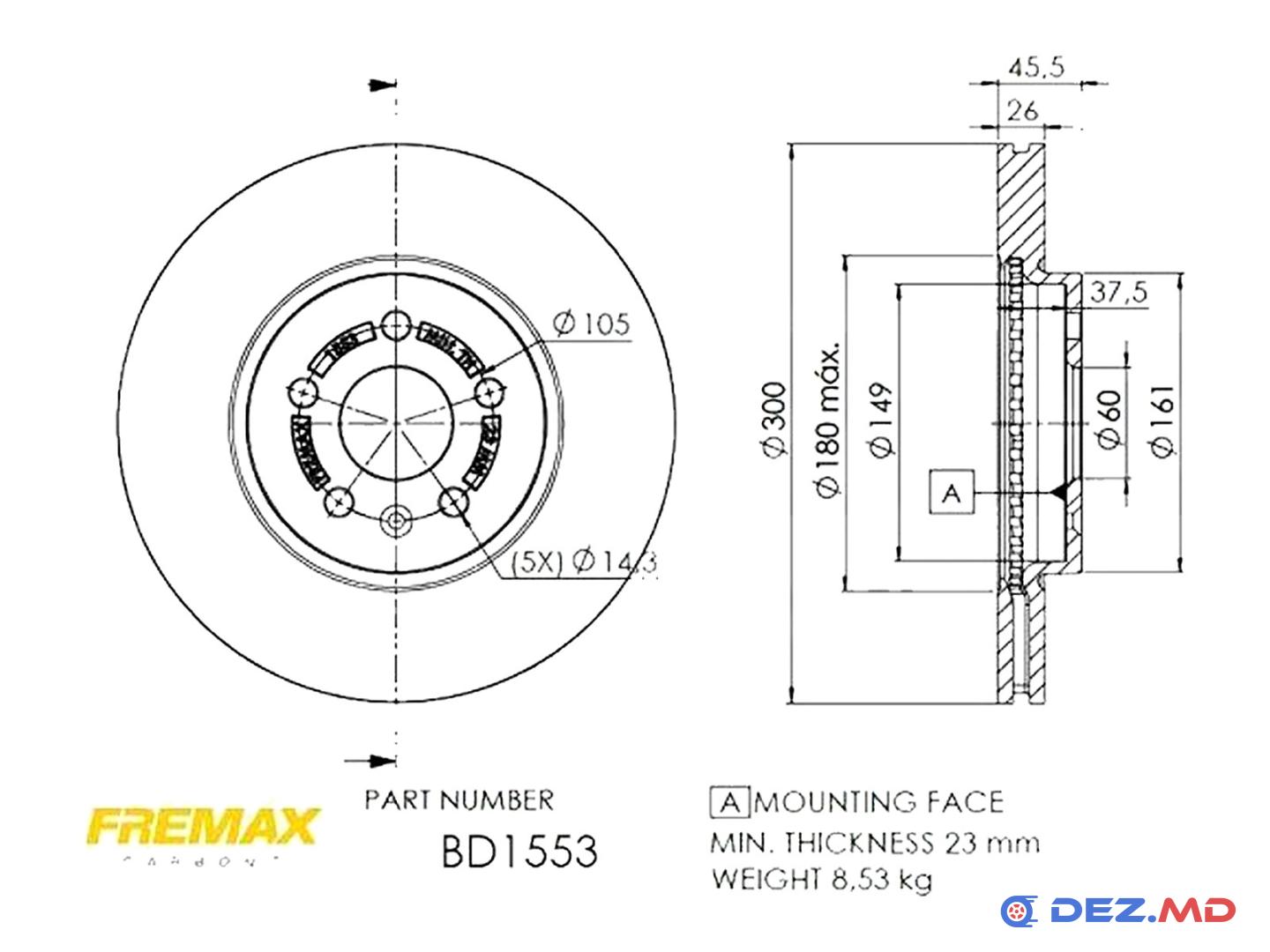 Тормозной диск передний Opel Mokka 12- 300x26 | FREMAX, новый