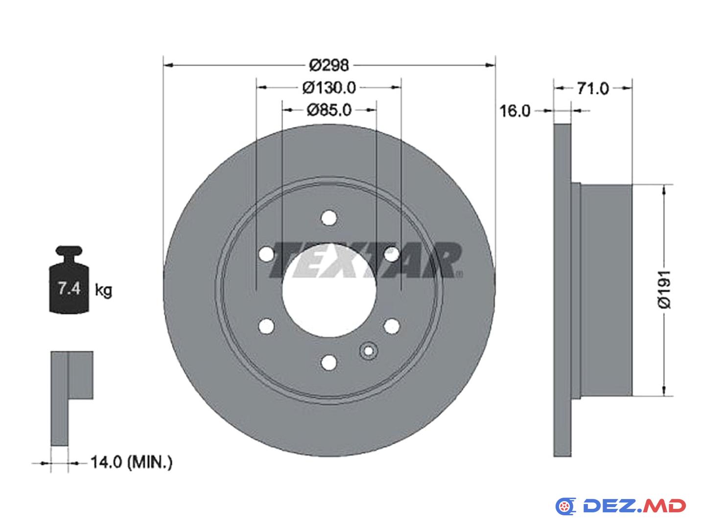 Тормозной диск задний Mercedes Sprinter 3-3.5t 06- 298x16 | TEXTAR, новый