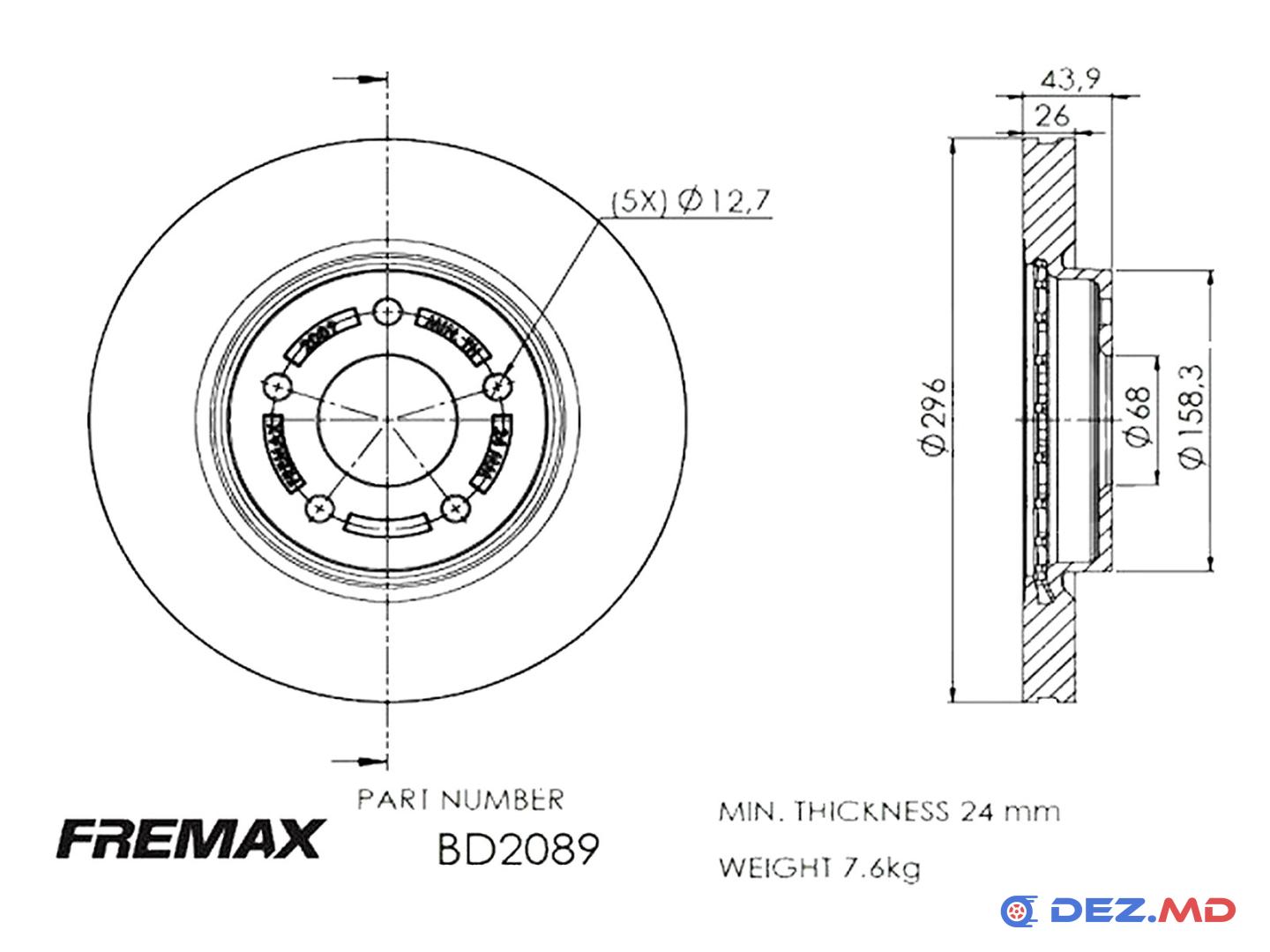 Тормозной диск передний Nissan Qashqai 13- 296x26 | FREMAX, новый
