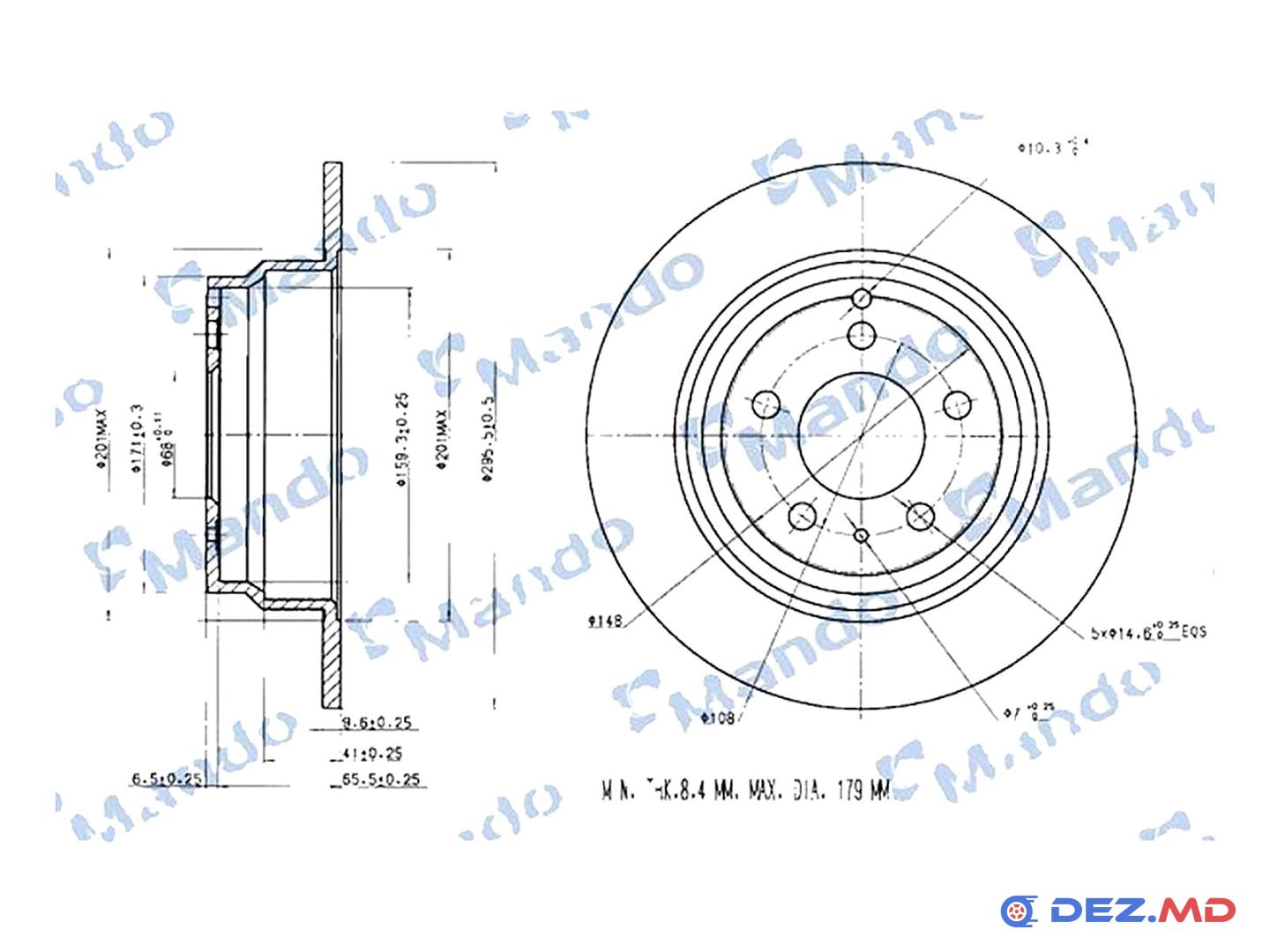 Тормозной диск задний Volvo 850 91-96;V70 97-00 295x9.6 | MANDO, новый