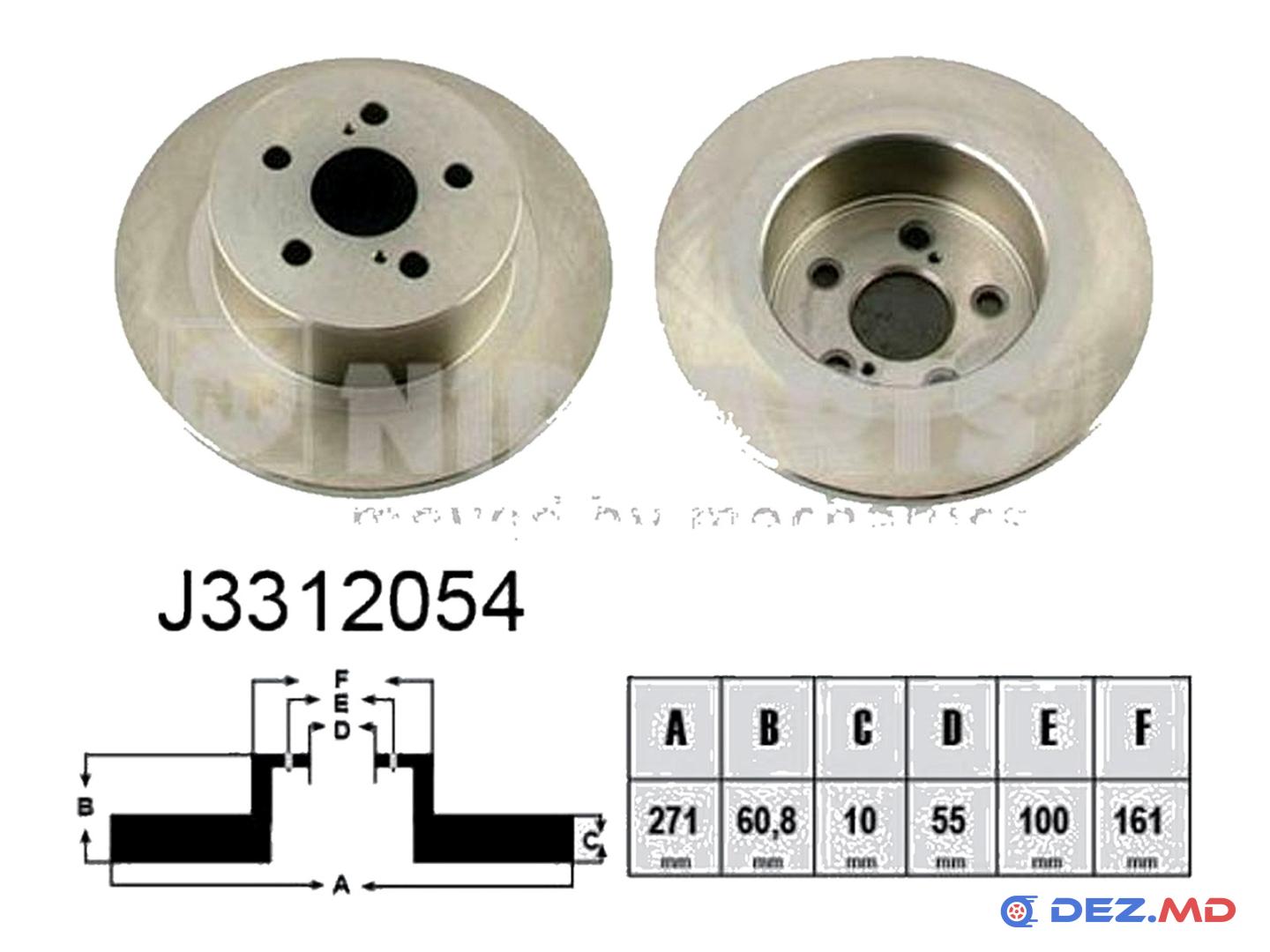 Тормозной диск задний Toyota Avensis 97-03 271x10 | NIPPARTS, новый
