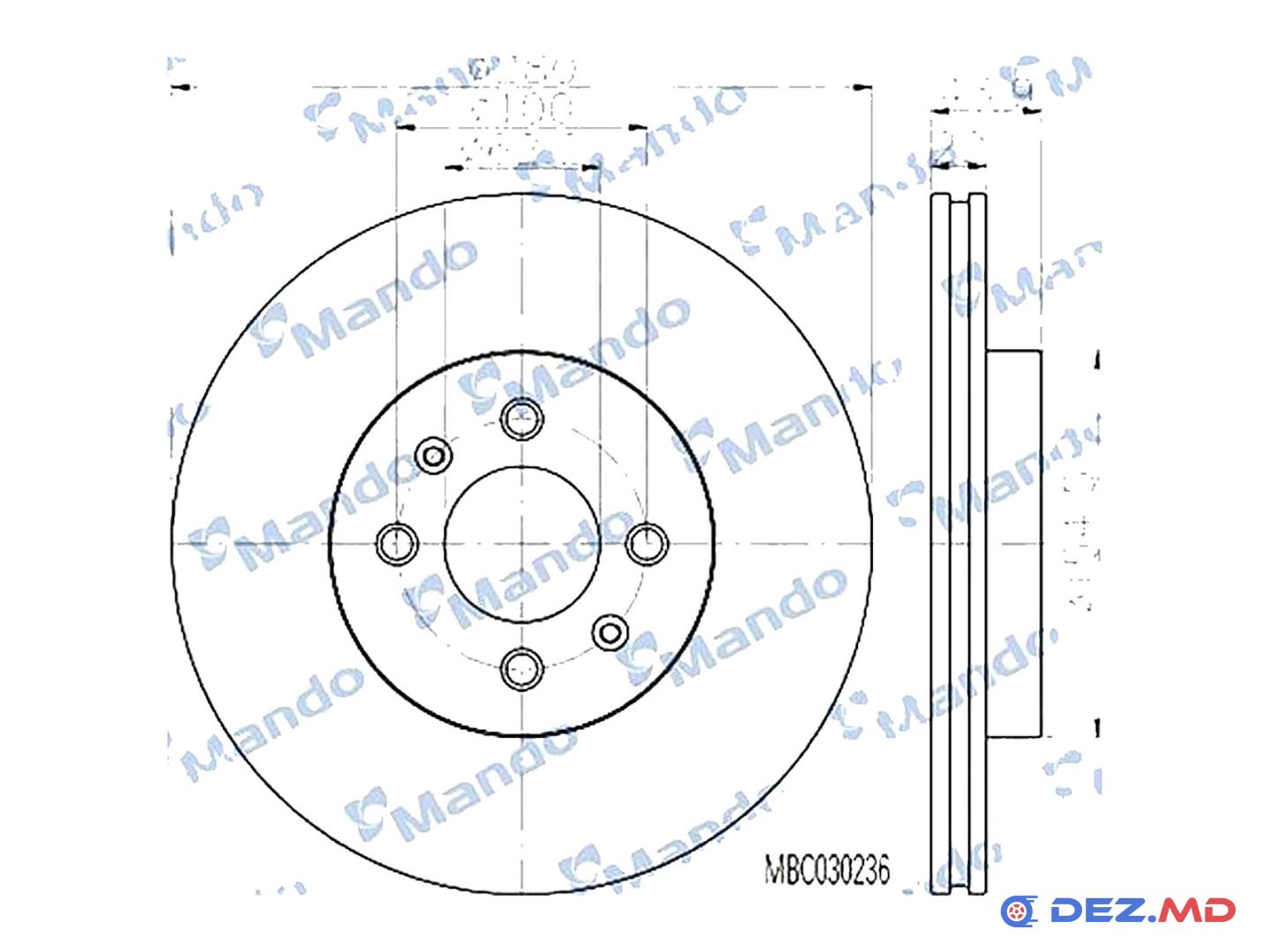 Тормозной диск передний Kia Rio 11- 280x22 | MANDO, новый