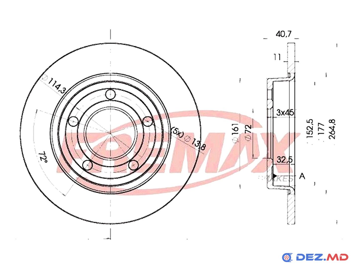 Тормозной диск задний Mazda 3 00- 265x11 | FREMAX, новый