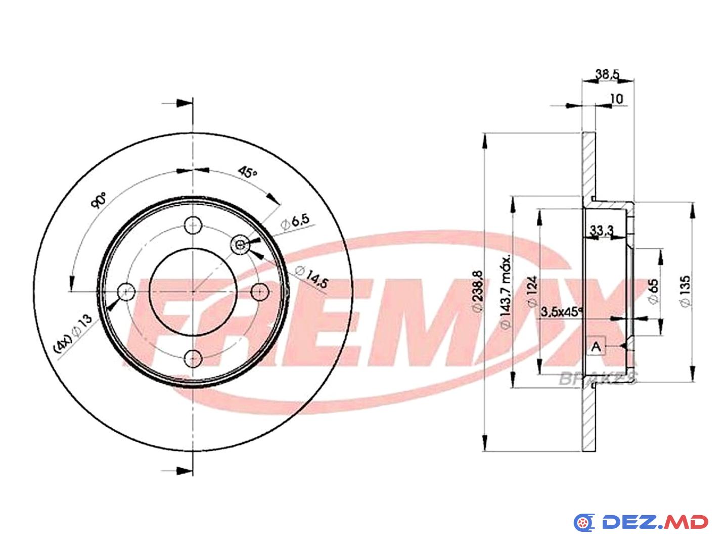 Тормозной диск передний VW Polo 95-02 239x10 | FREMAX, новый