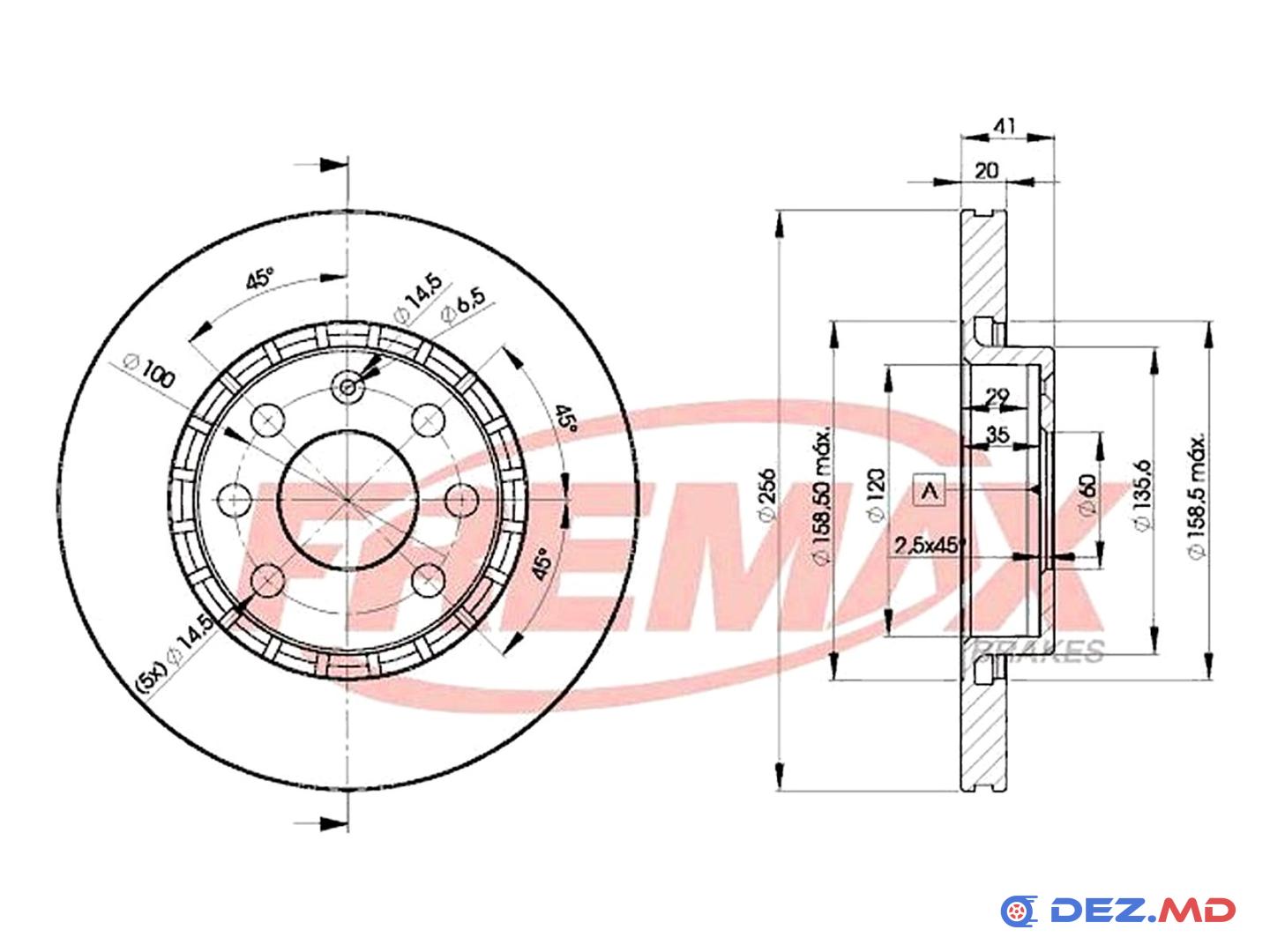 Тормозной диск передний Opel Astra 1.8,Vectra 1.6-1.8 Ventil 256x20 | FREMAX, новый