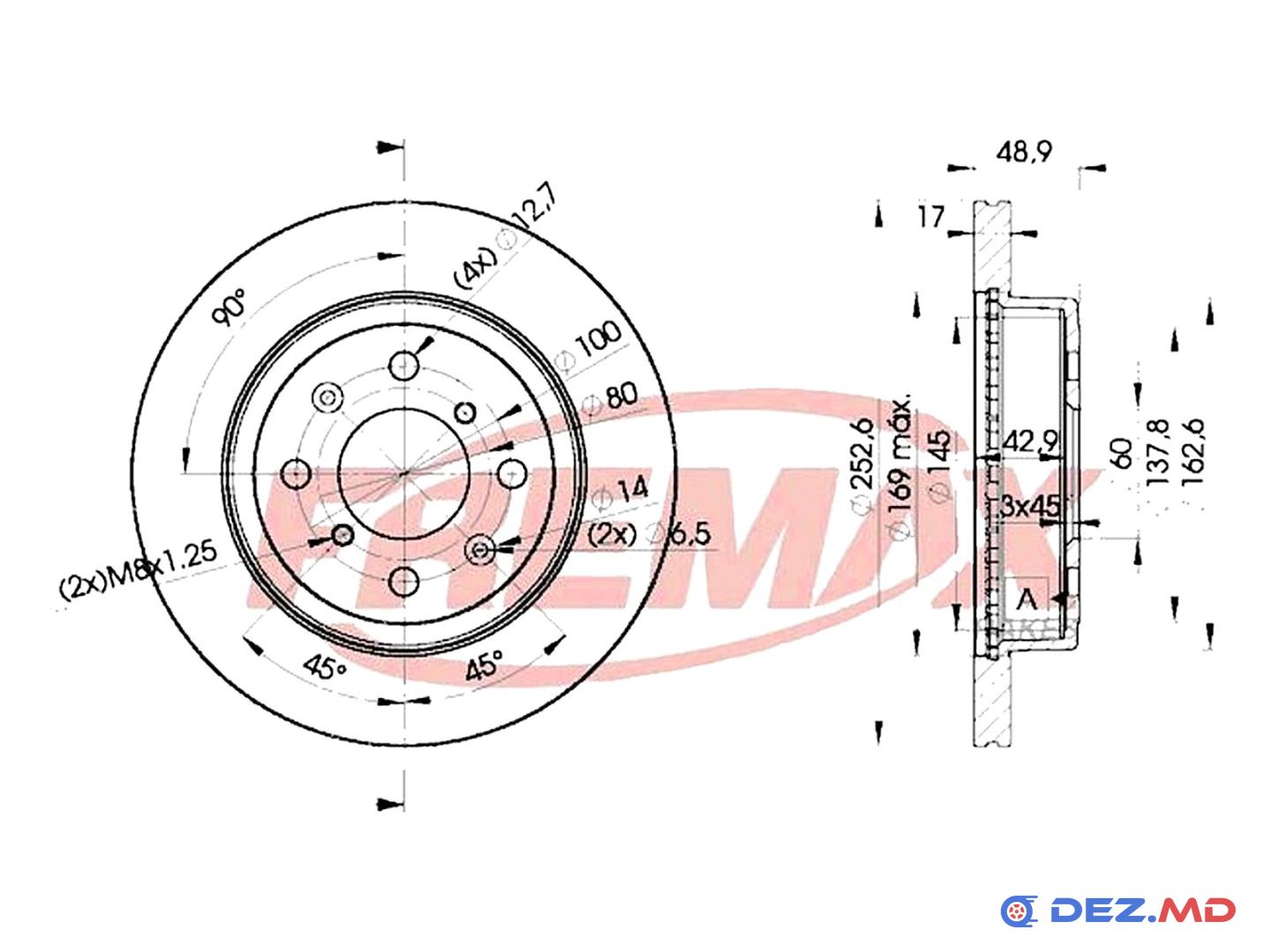 Тормозной диск передний Opel Agila 00-07 Suzuki Ignis 03-12 253x17 | FREMAX, новый