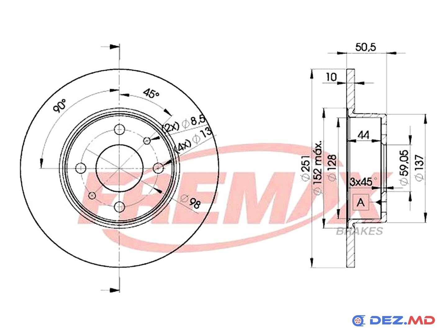 Тормозной диск задний Fiat Bravo II 07- 251x10 | FREMAX, новый