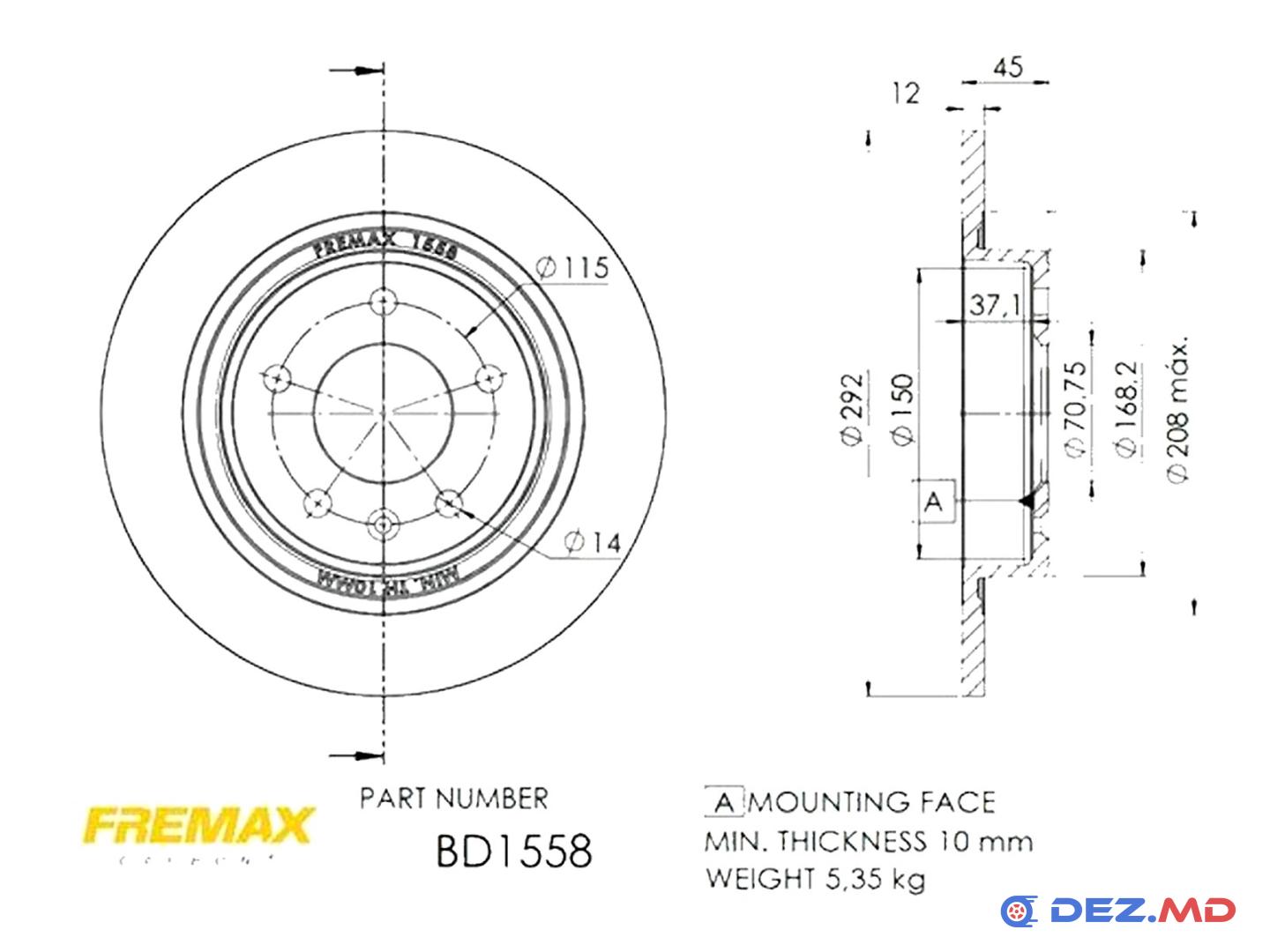 Тормозной диск задний Opel Astra J 09- 292x12 | FREMAX, новый