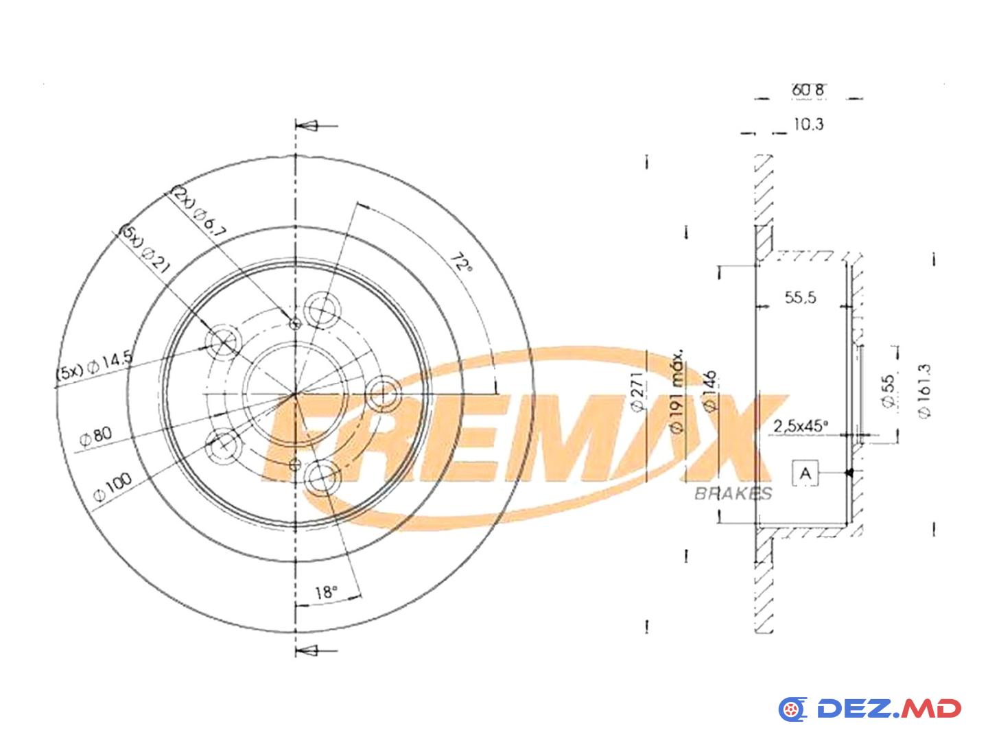 Тормозной диск задний Toyota Avensis 97-03 271x10 | FREMAX, новый