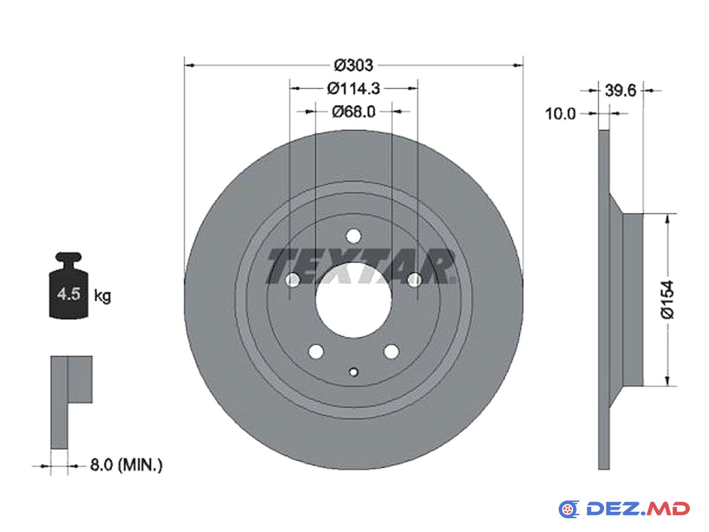 Тормозной диск задний Mazda CX-5 11- 303x10 | TEXTAR, новый