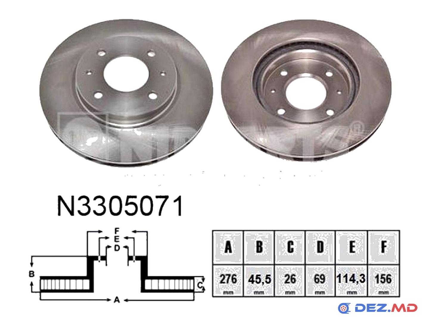 Тормозной диск передний Mitsubishi Lancer 03- 276x26 | NIPPARTS, новый